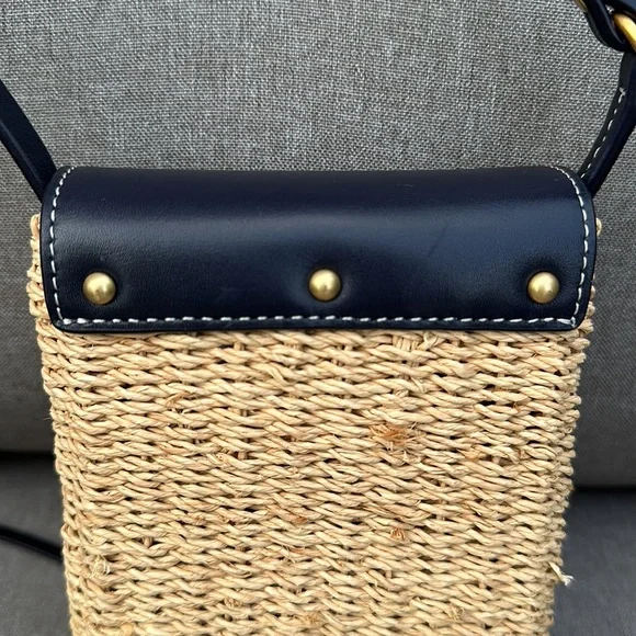 TORY BURCH Miller Straw Phone Crossbody - Midnight - Picture 15 of 16